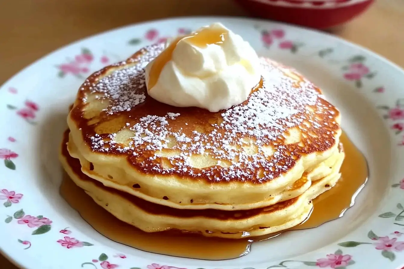 Fluffy Buttermilk Pancakes with Maple Syrup